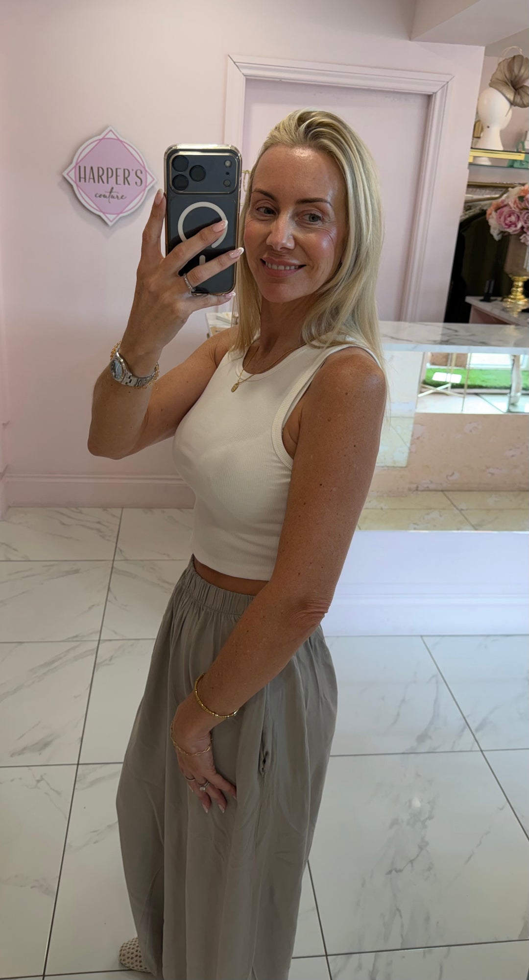 Bells Basic Cropped Ribbed Vest Top