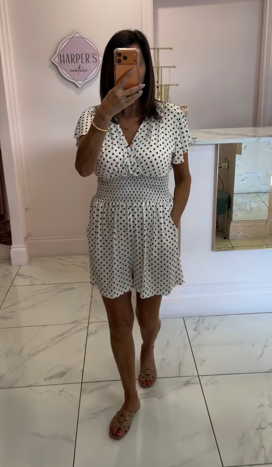 Alicia Polka Dot Elasicated Waist Playsuit