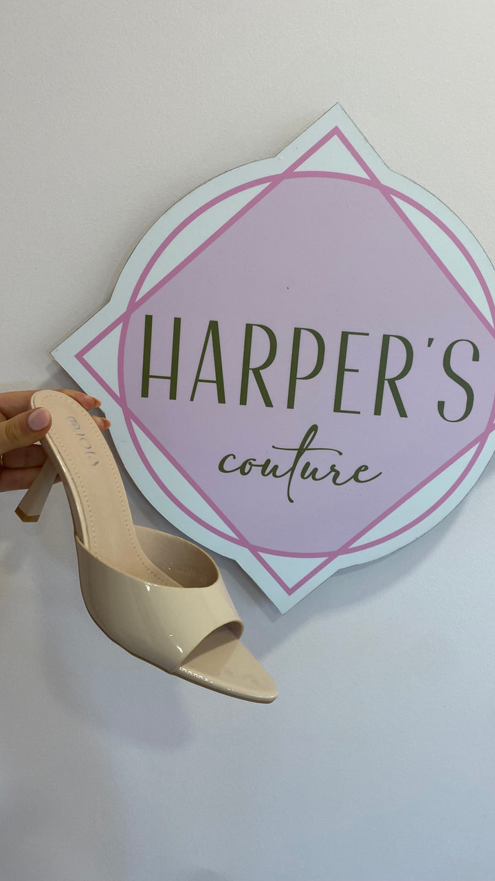Luna Nude Patent Kitten Heel mule