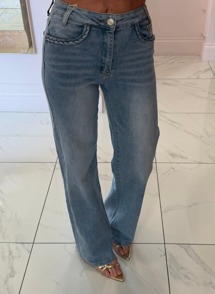Billy Plaited Pocket Detail Stretch jeans