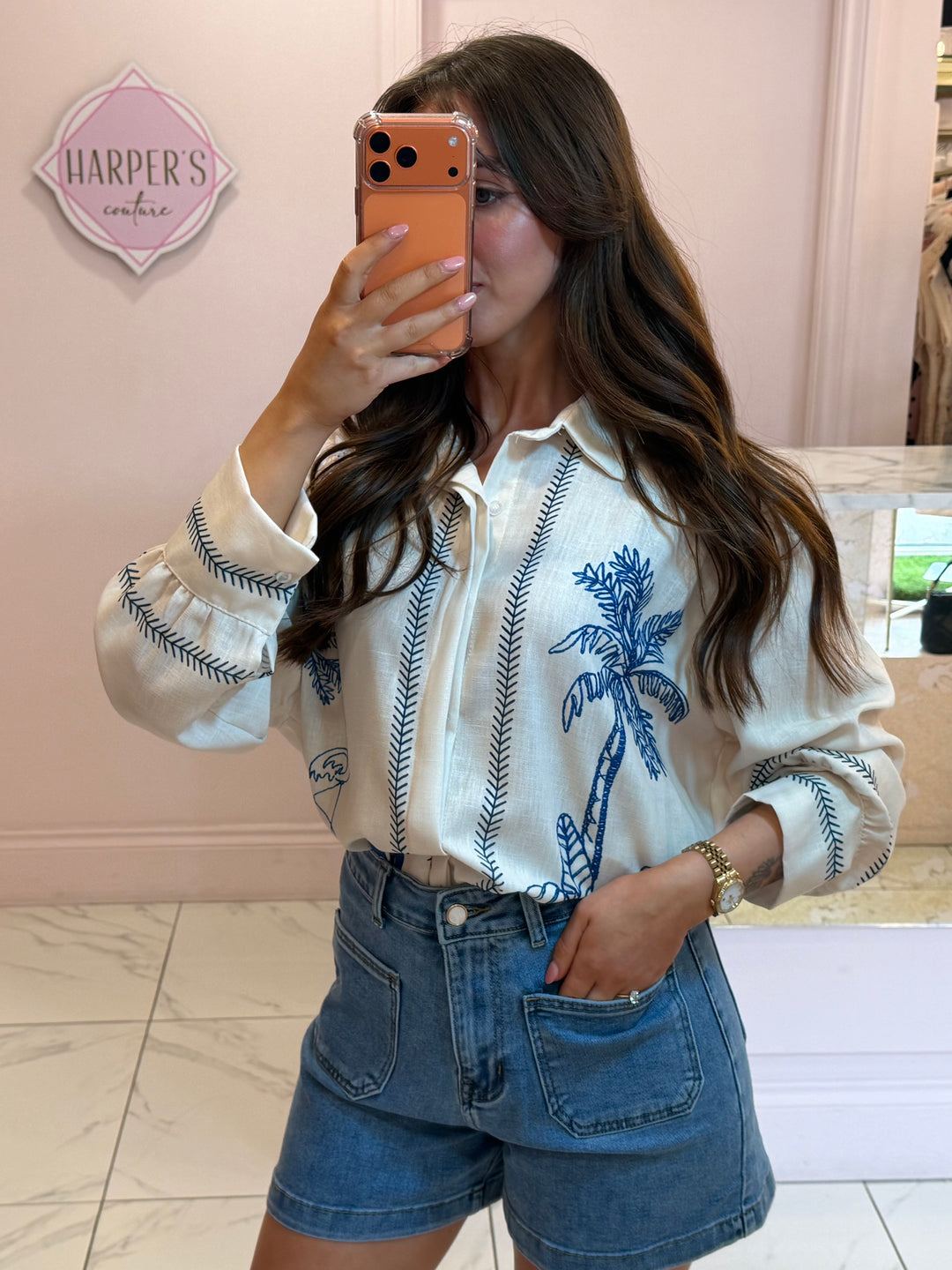Palma Print Detail Shirt/Blouse