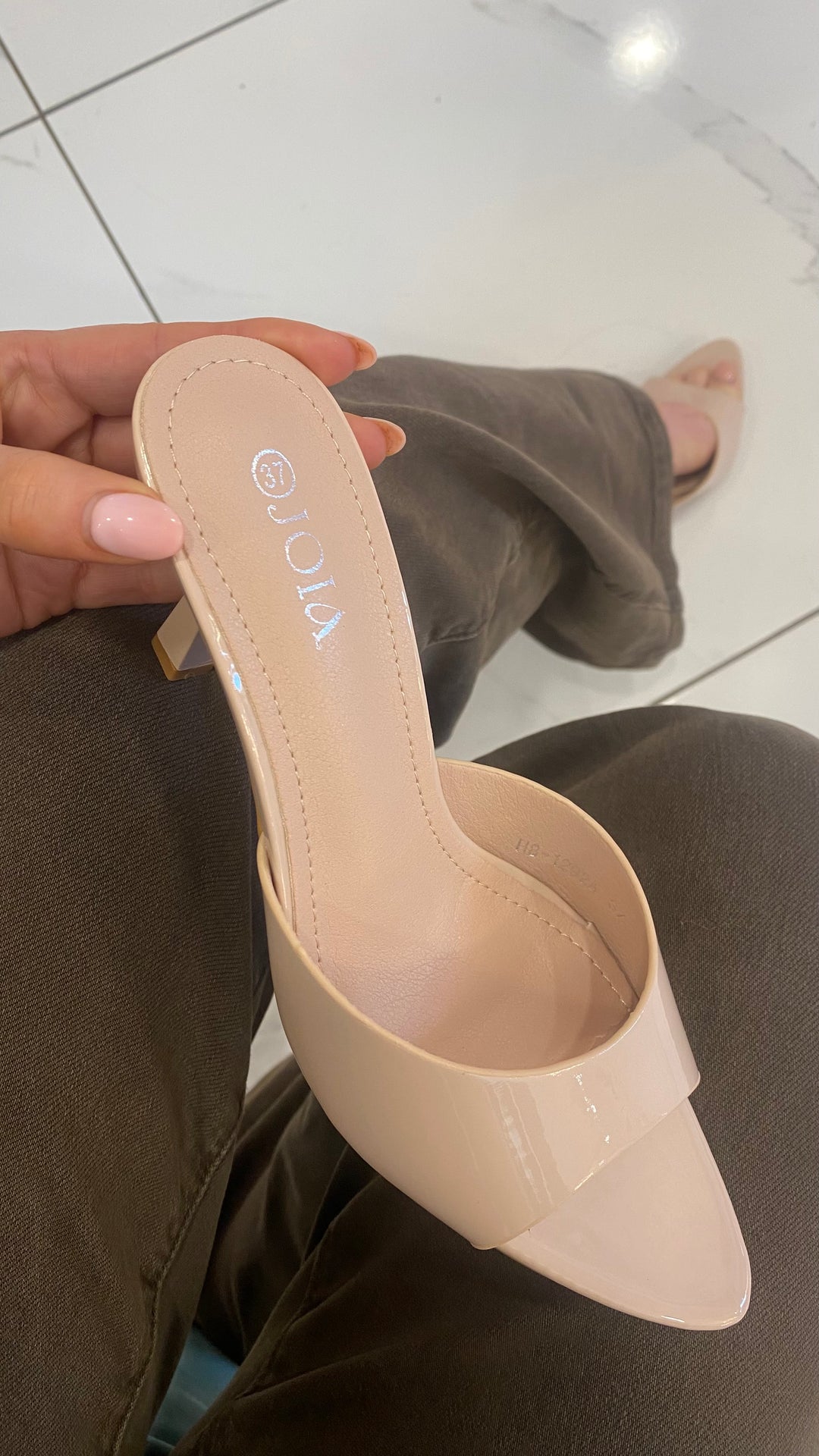 Luna Nude Patent Kitten Heel mule