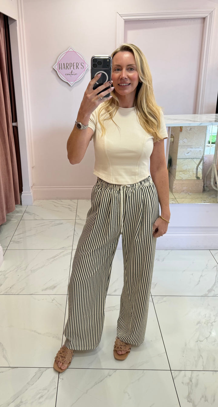 Lightweight stripe Textured Trousers