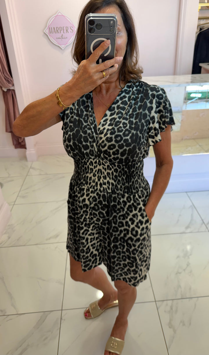 Alicia Animal Print Elasicated Waist Playsuit