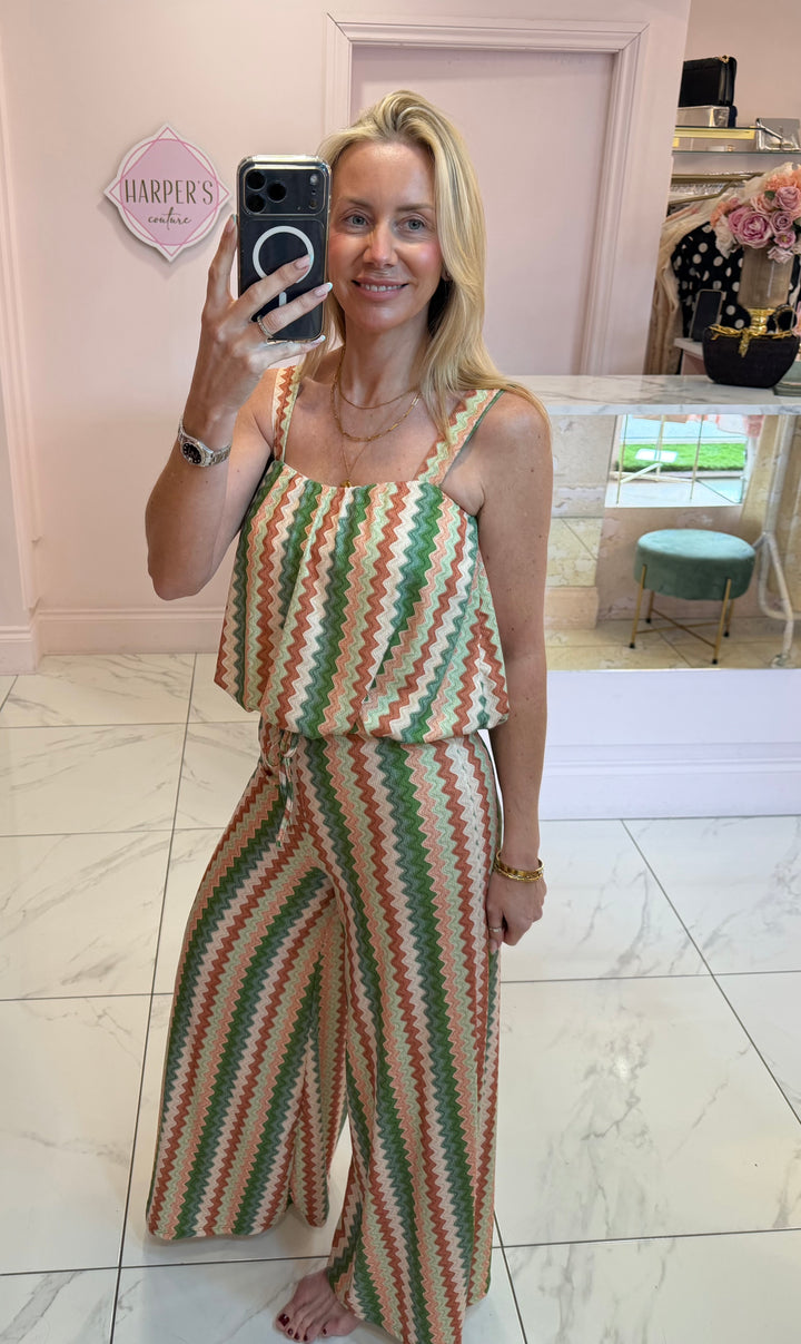 Leanne Zig Zag Top &amp; Trouser Co Ord Set