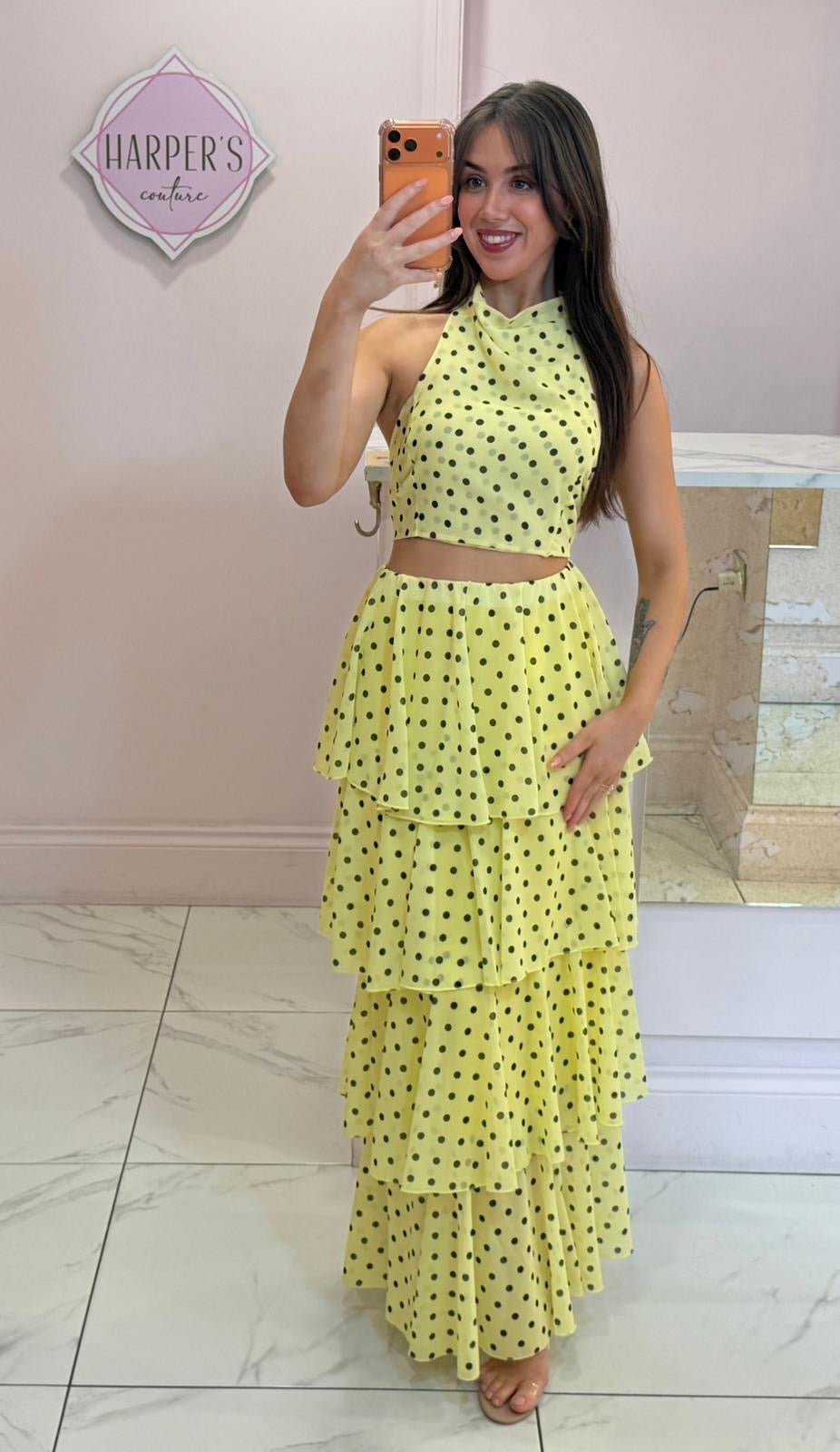 Laura Polka Dot Tiered Skirt &amp; Top CoOrd