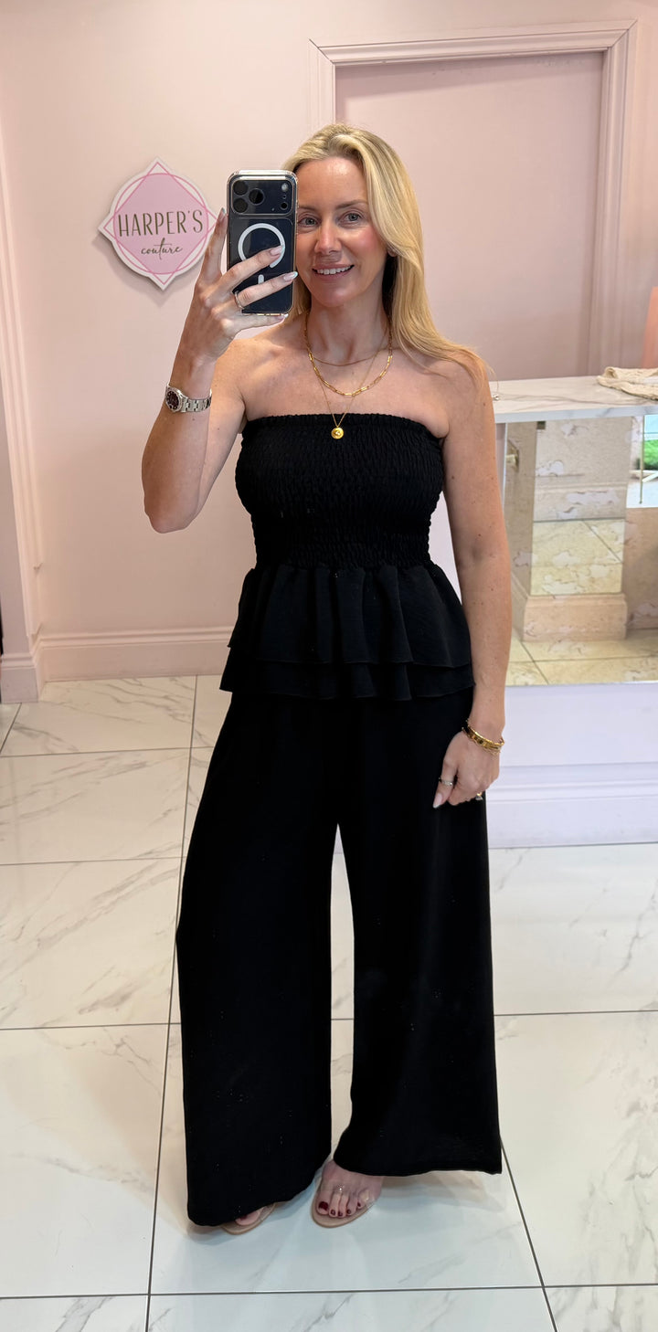 Bianca Black Bandeau Top &amp; Trousers Co Ord