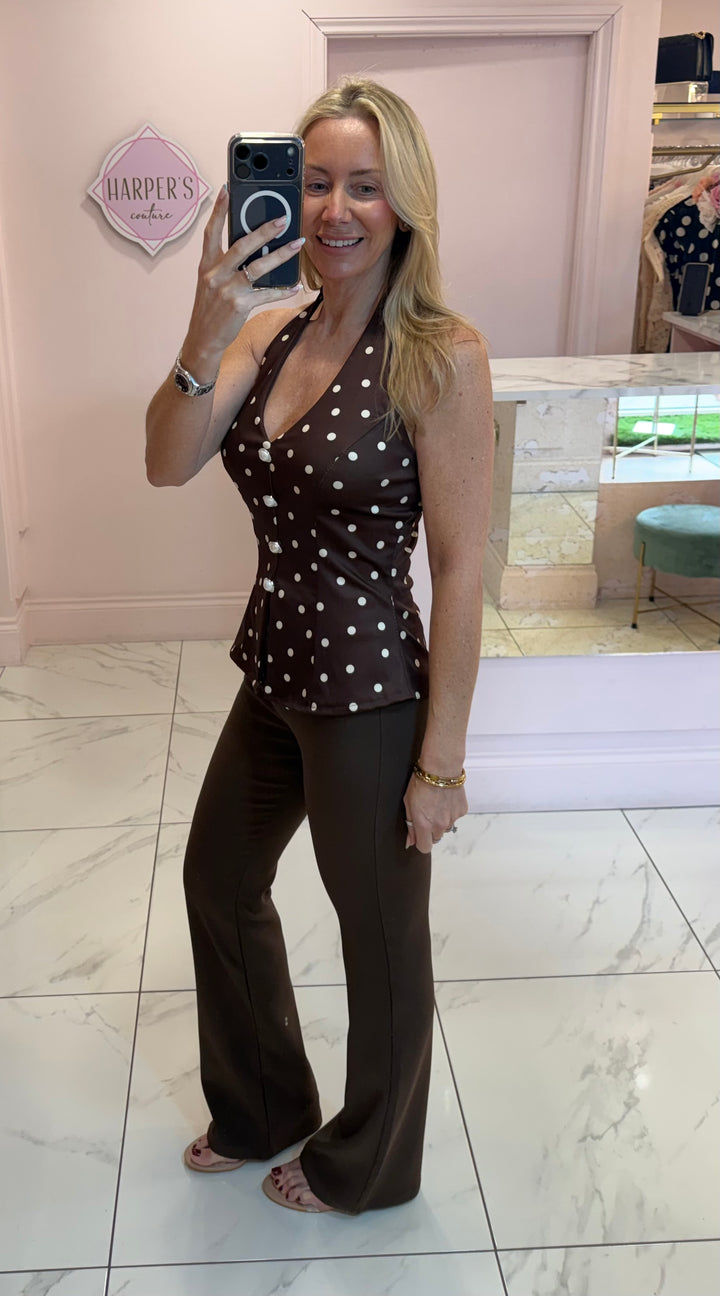 Ester Polka Dot Halterneck Top