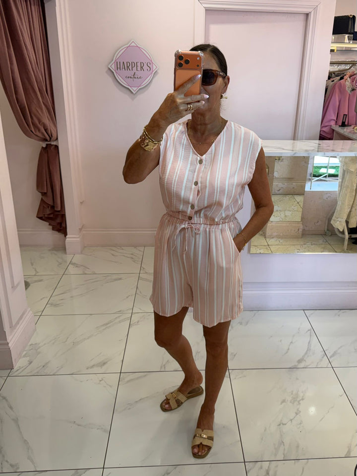 Leni Striped Top &amp; Shorts Co Ord Set