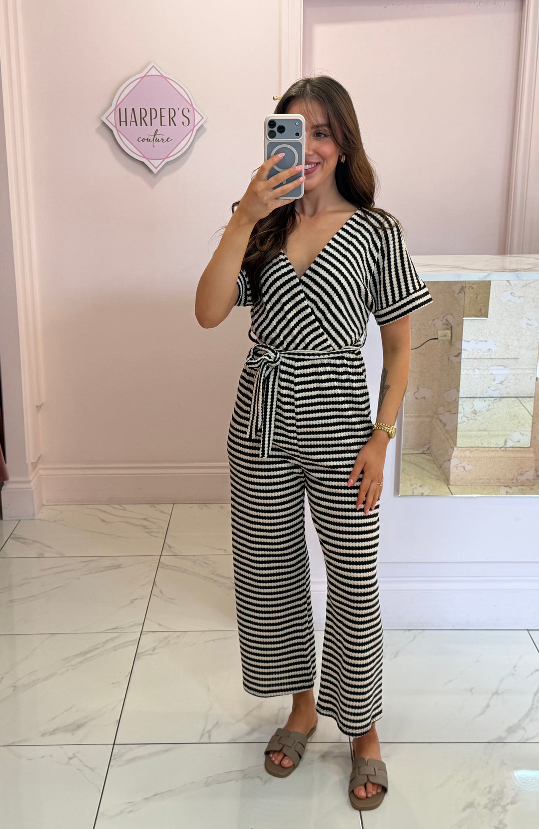 Lianna Stripe Crochet Jumpsuit
