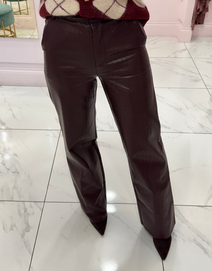 Beckie Faux Leather Wide Leg Trousers