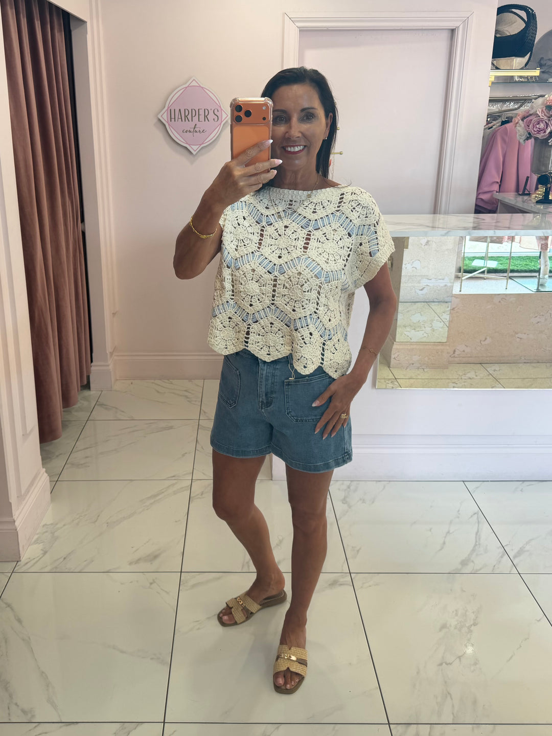 Amelia Crochet Detail Top