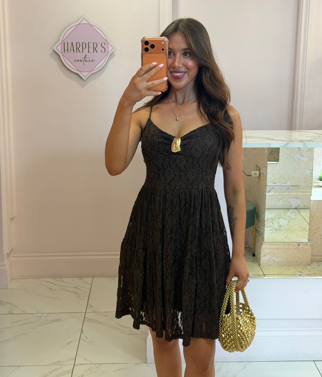 Mollie Chocolate Brown Lace Dress