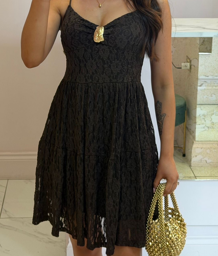 Mollie Chocolate Brown Lace Dress