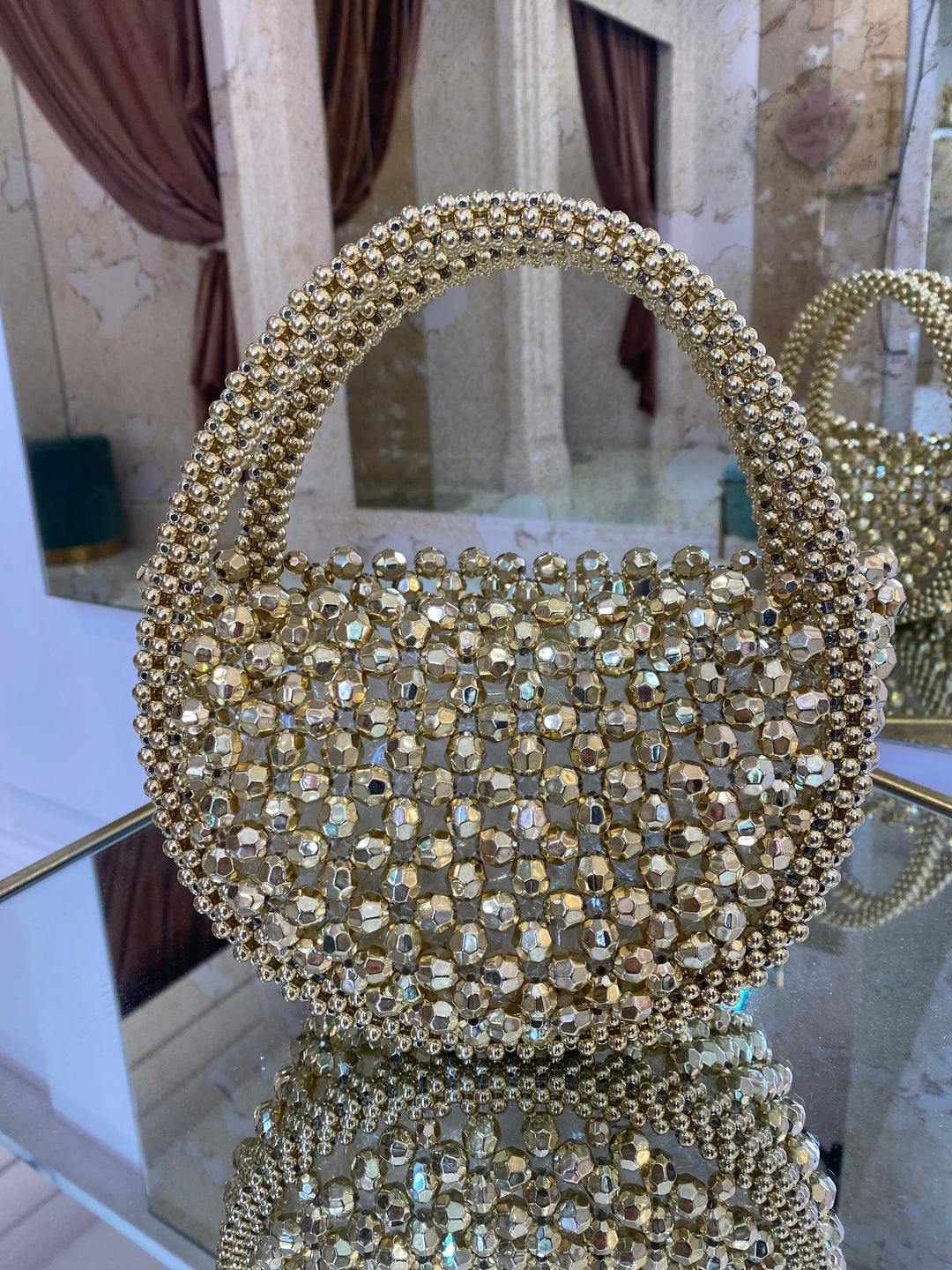 Tarla oval gold beaded bag