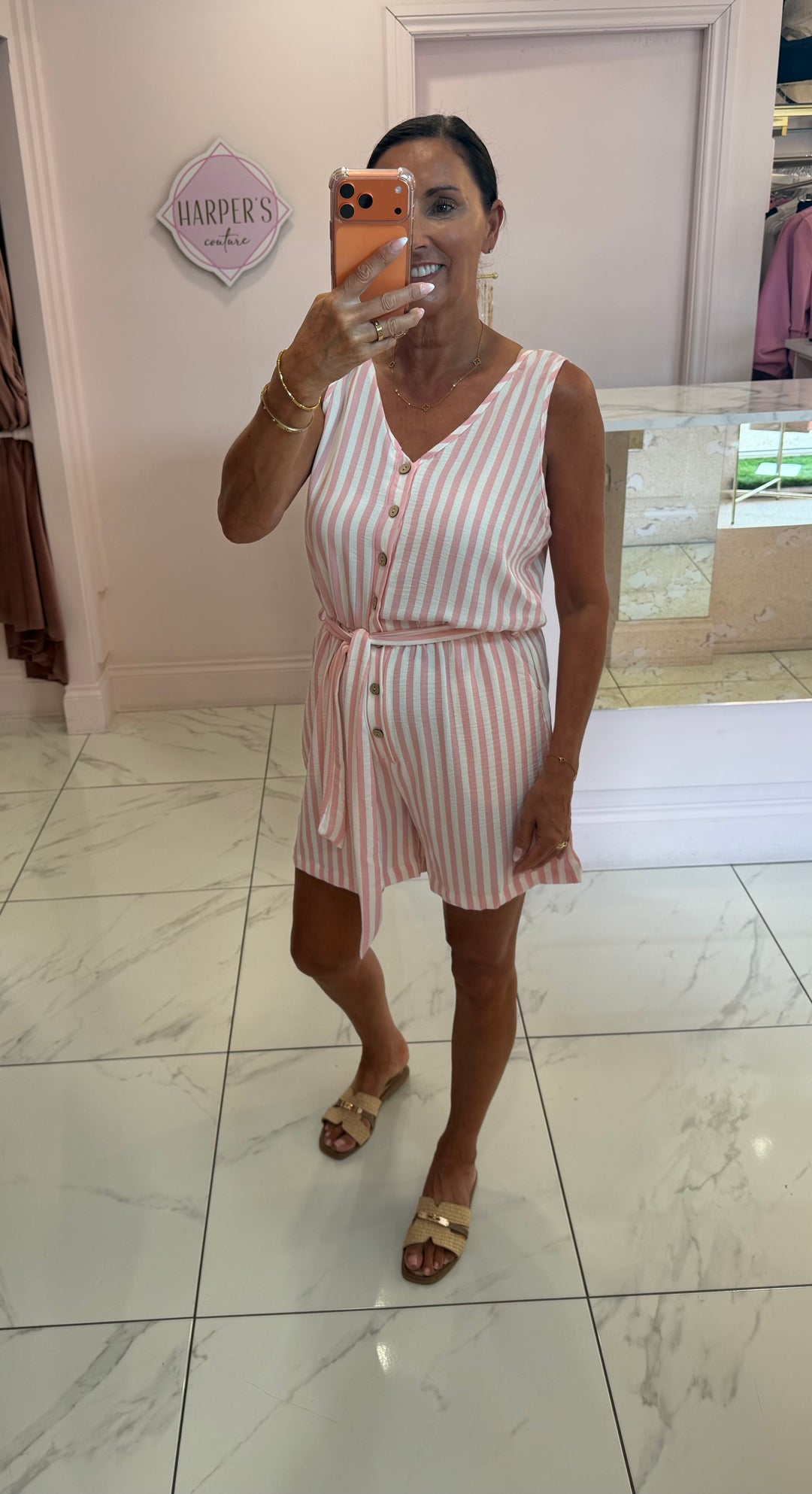 Serena Stripe Tie Belted Playsuit
