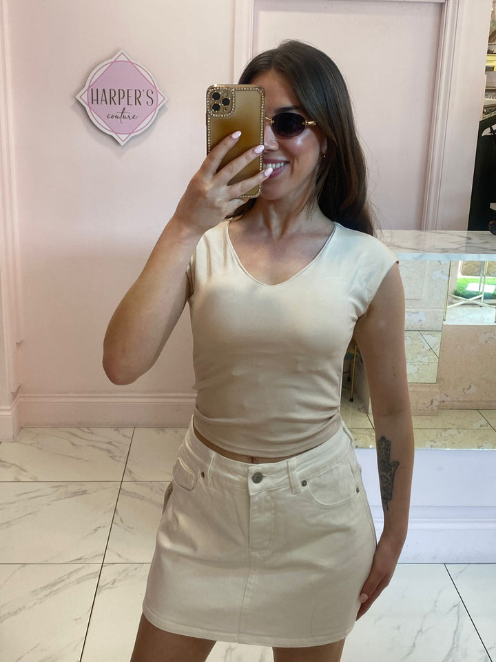 Dania High Waist Denim Skort