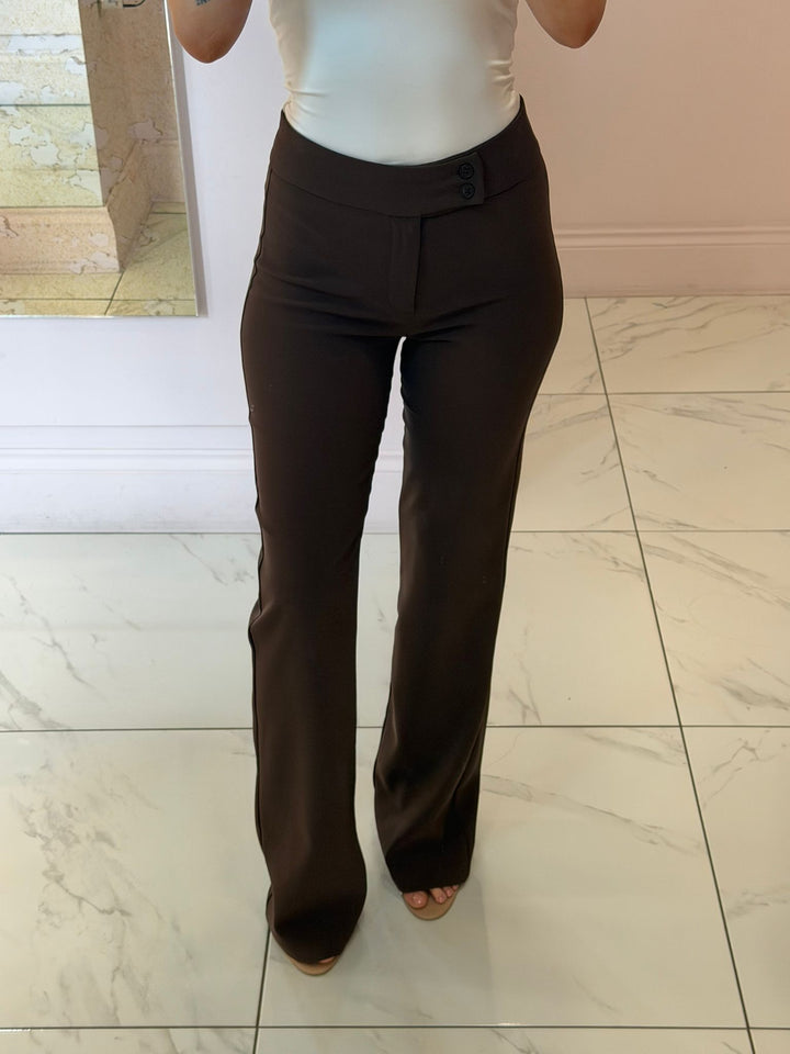 Charlotte Double button Flare Leg Trousers