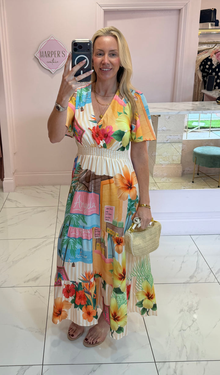 Sofia Vibrant Print Summer Maxi Dress