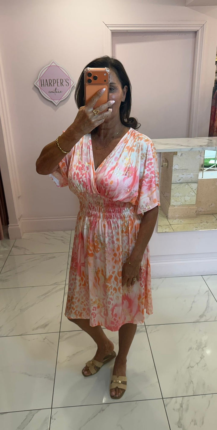 Celesta Animal Print Slinky Dress