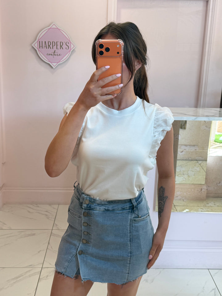 Skye Ruffle Detail Sleeve T-Shirt