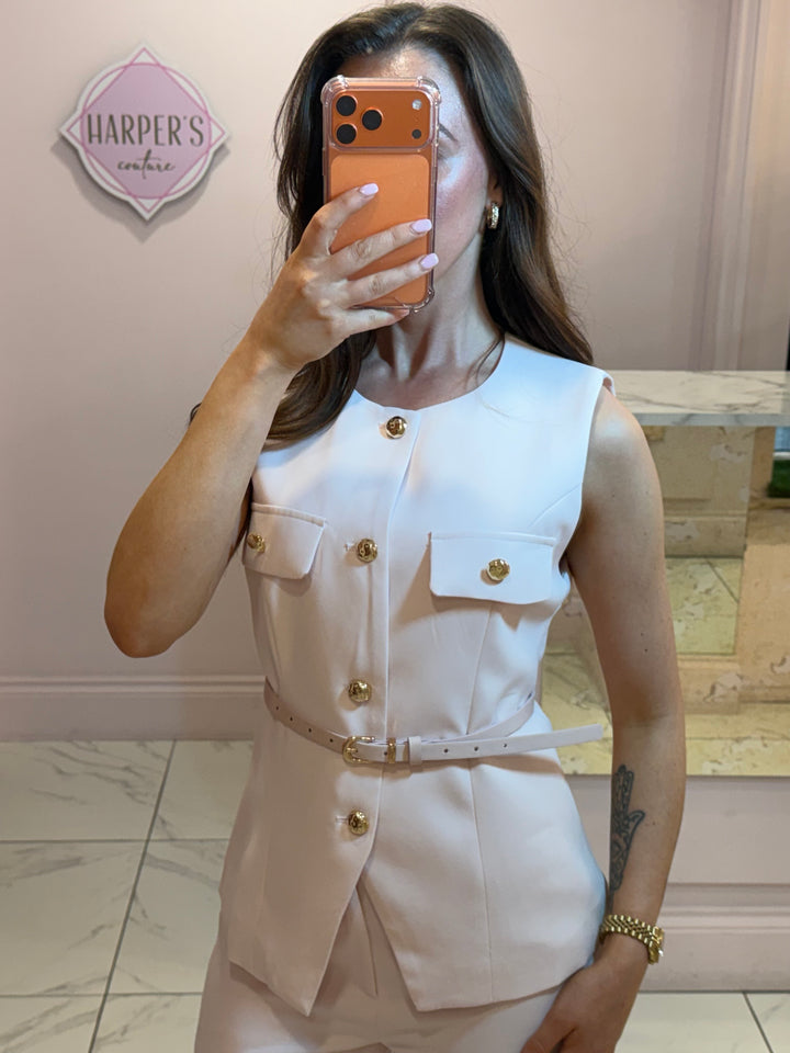 Natasha Tailored Belted Waistcoat