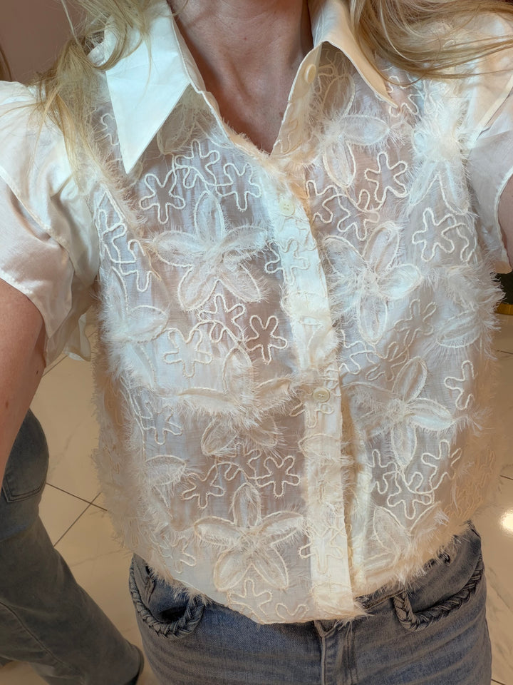 Yasmine Ruffle &amp; Floral Detail Shirt/Blouse