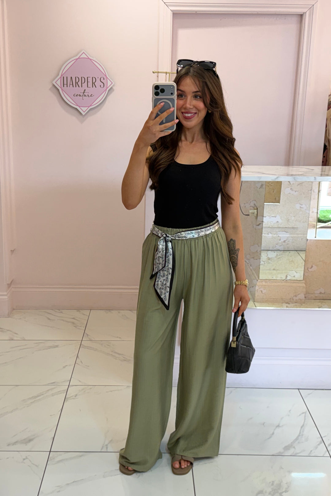 Tess Wide Leg Linen Feel Trousers