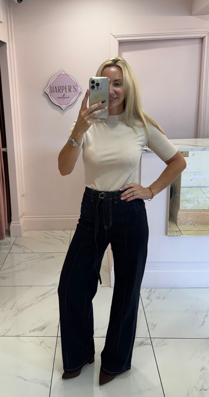 Charlie Indigo Seam Front Jeans with detachable belt