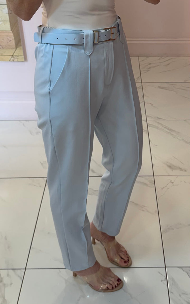 Izzy Tailored Tapered Leg Belted Trousers
