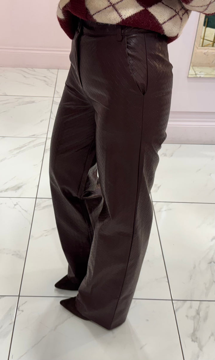 Beckie Faux Leather Wide Leg Trousers