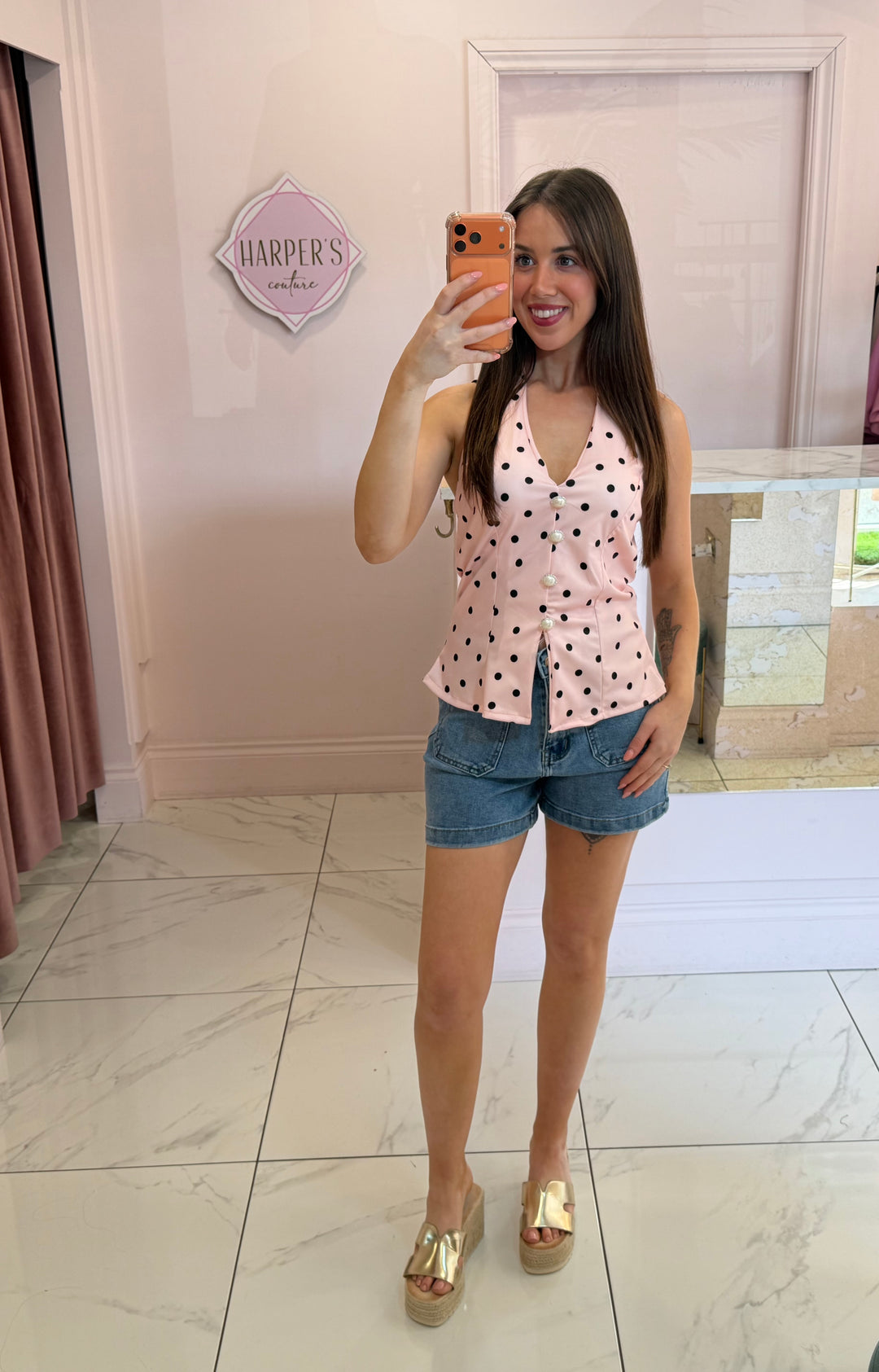 Ester Polka Dot Halterneck Top