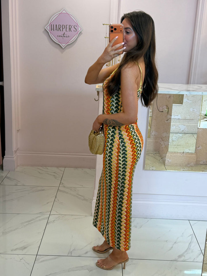 Lauren Zig Zag Wavy Cami Midi Dress