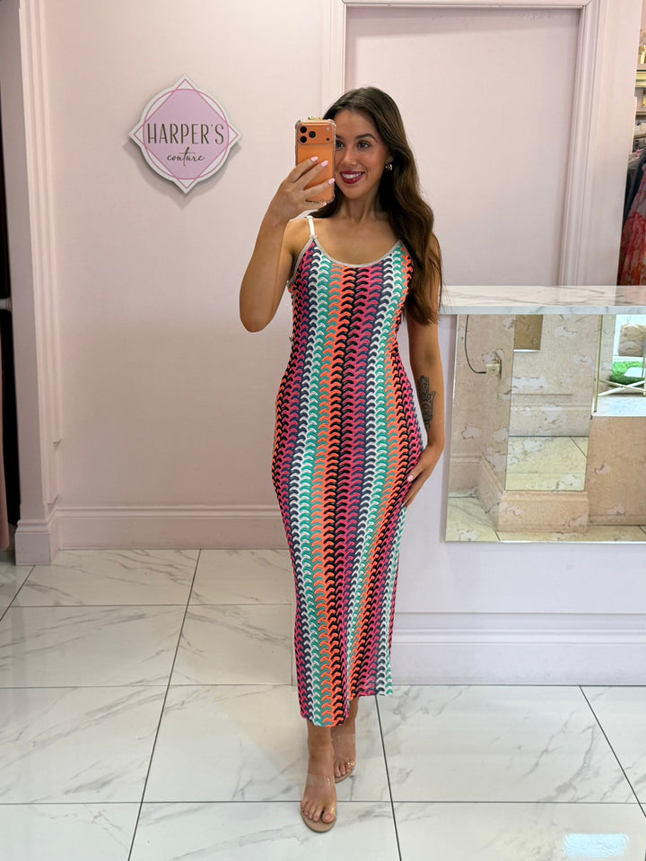 Lauren Zig Zag Wavy Cami Midi Dress