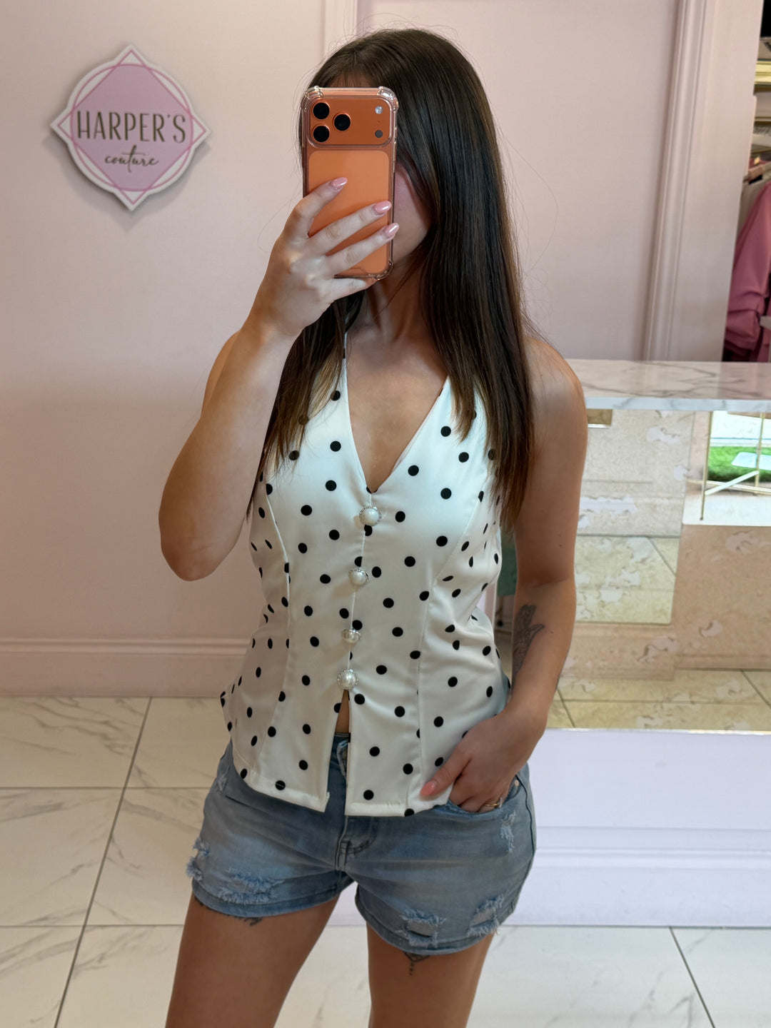 Ester Polka Dot Halterneck Top