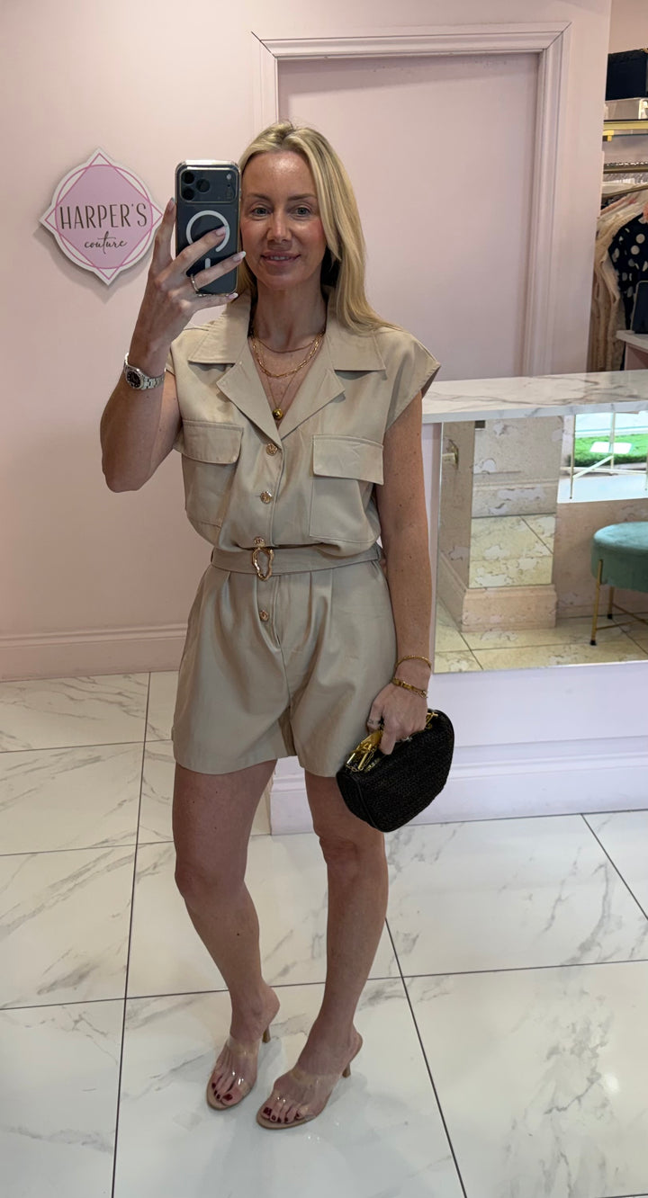 Codie Military Style Belted Playsuit