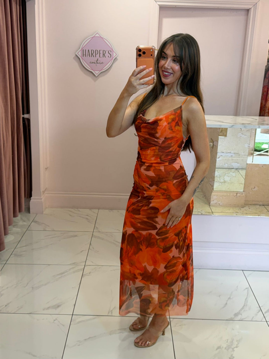 Minnie Mesh Print Cami Midi Dress