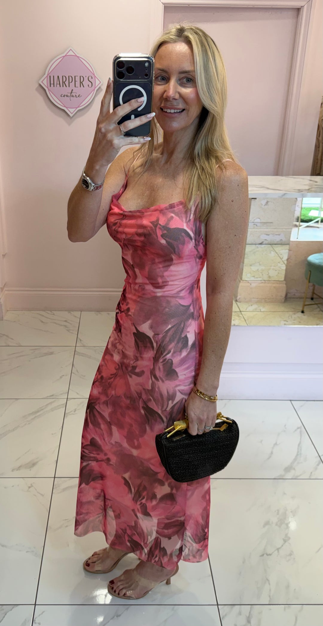 Minnie Mesh Print Cami Midi Dress