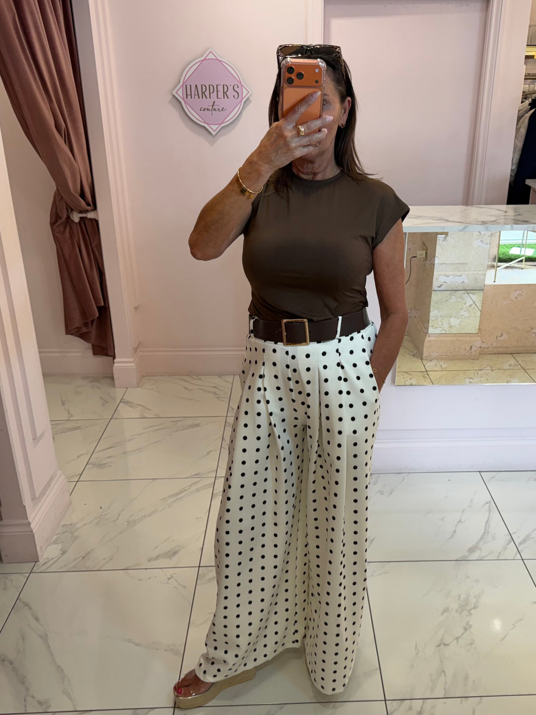 Petra Polka Dot Wide leg Belted Trouser