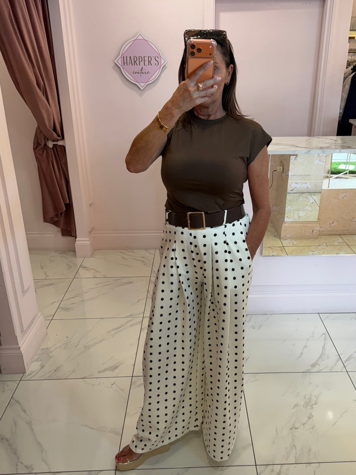 Petra Polka Dot Wide leg Belted Trouser