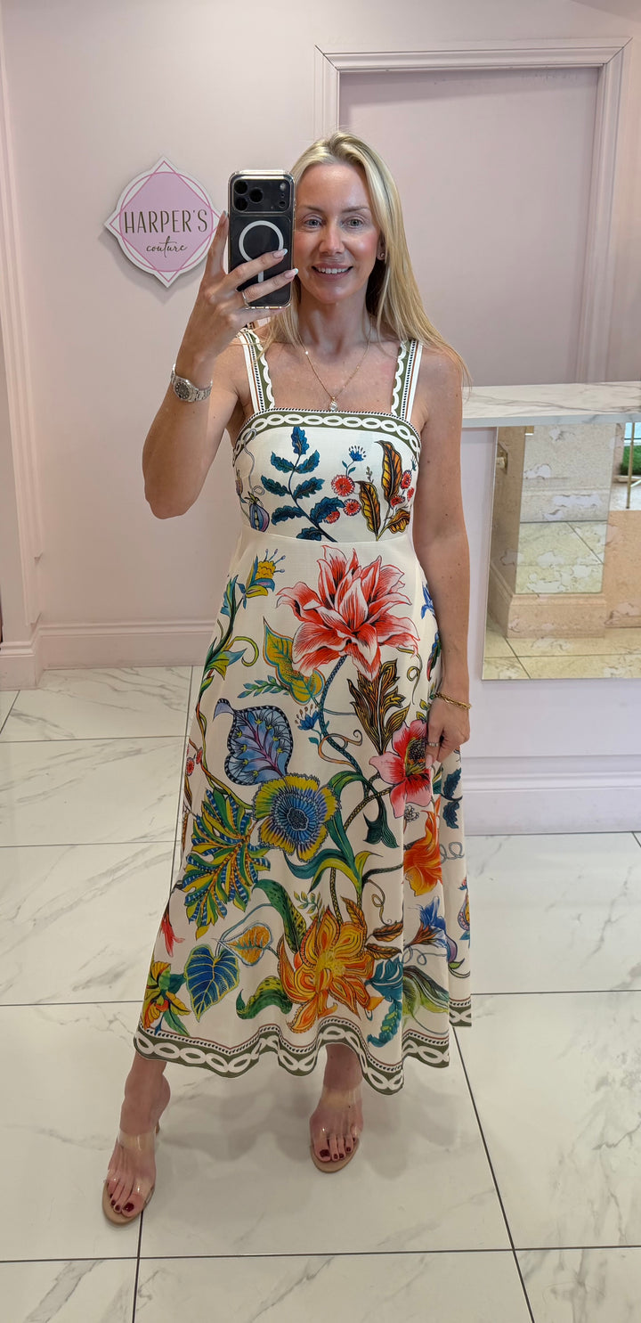 Betsy Botanical Flower Summer Maxi Dress