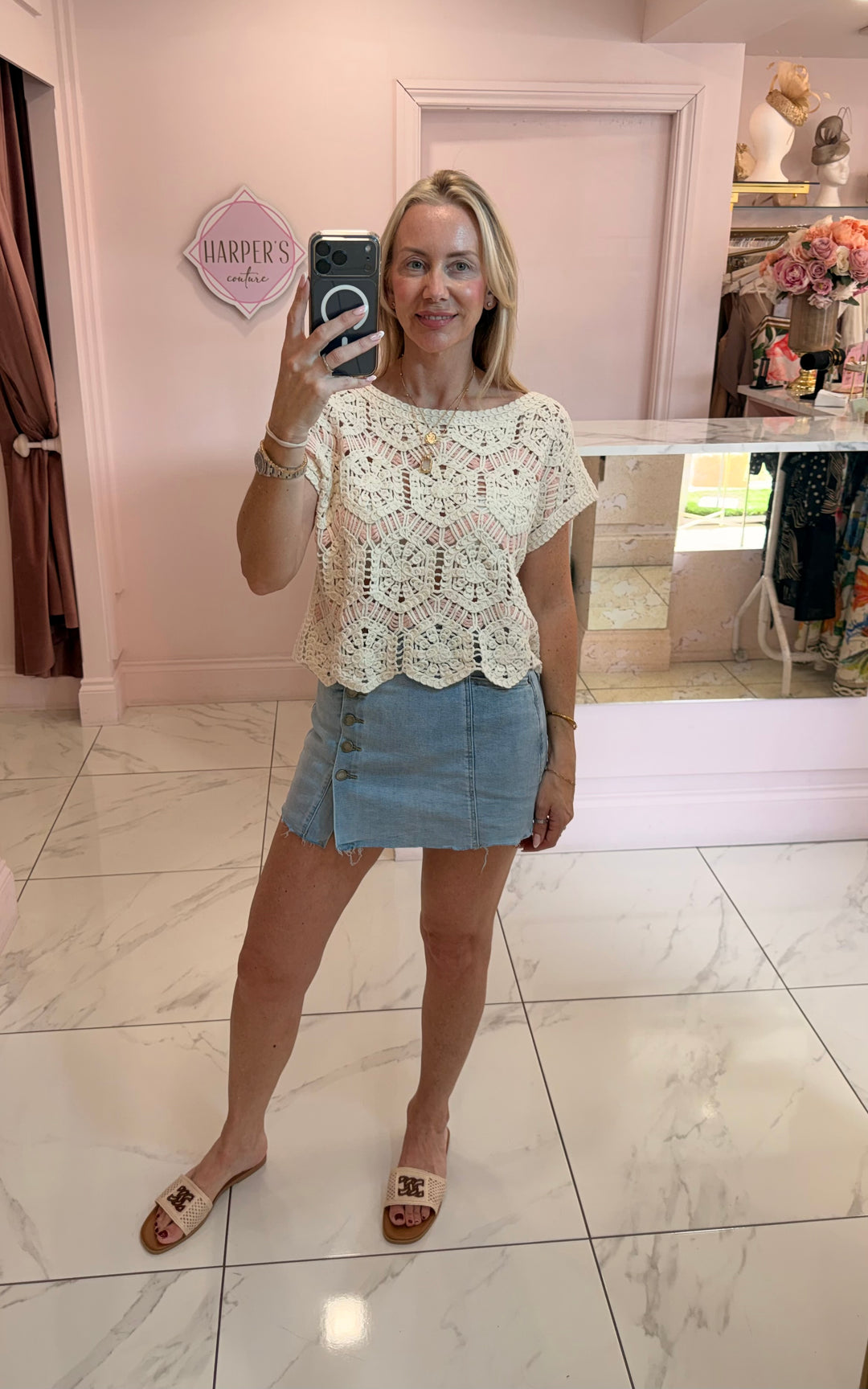 Saskia Soft Stretchy Denim Button Front Skort