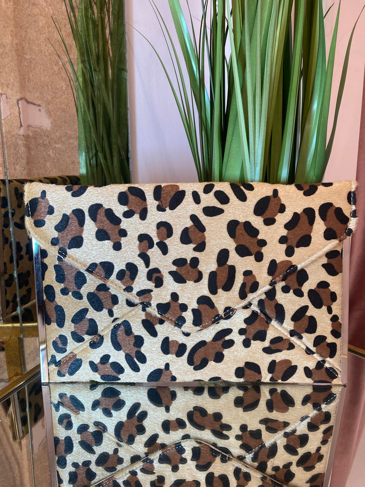 Mya Leopard Print Envelope Clutch bag