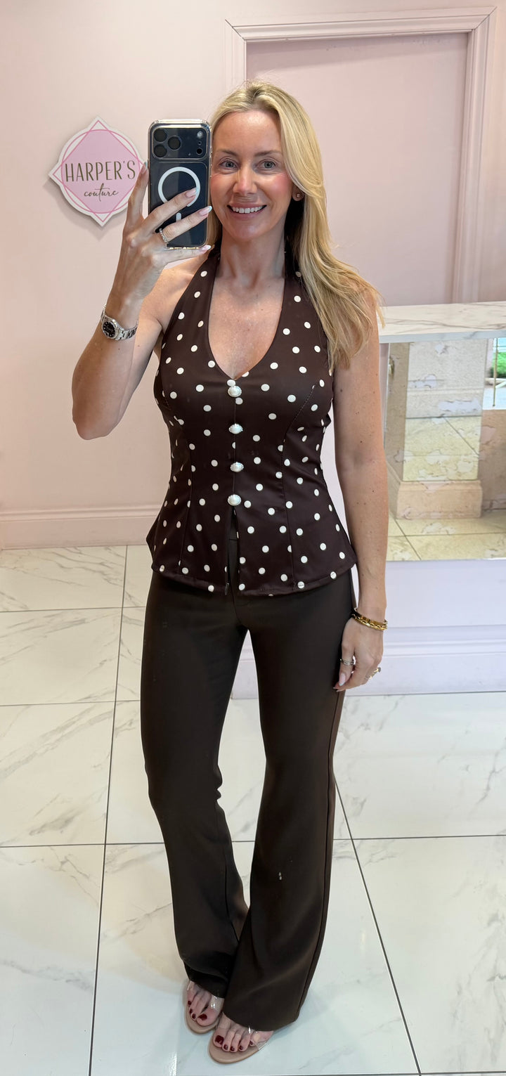 Ester Polka Dot Halterneck Top