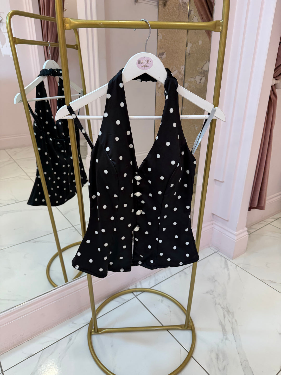 Ester Polka Dot Halterneck Top