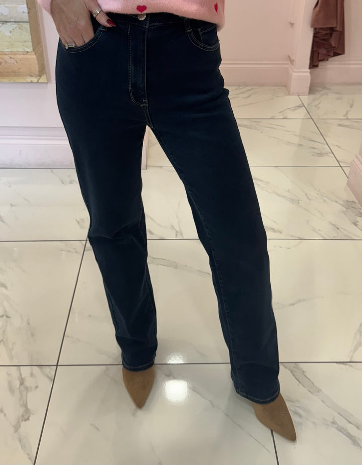 Odette Dark Denim Straight Fit Stretch Jeans