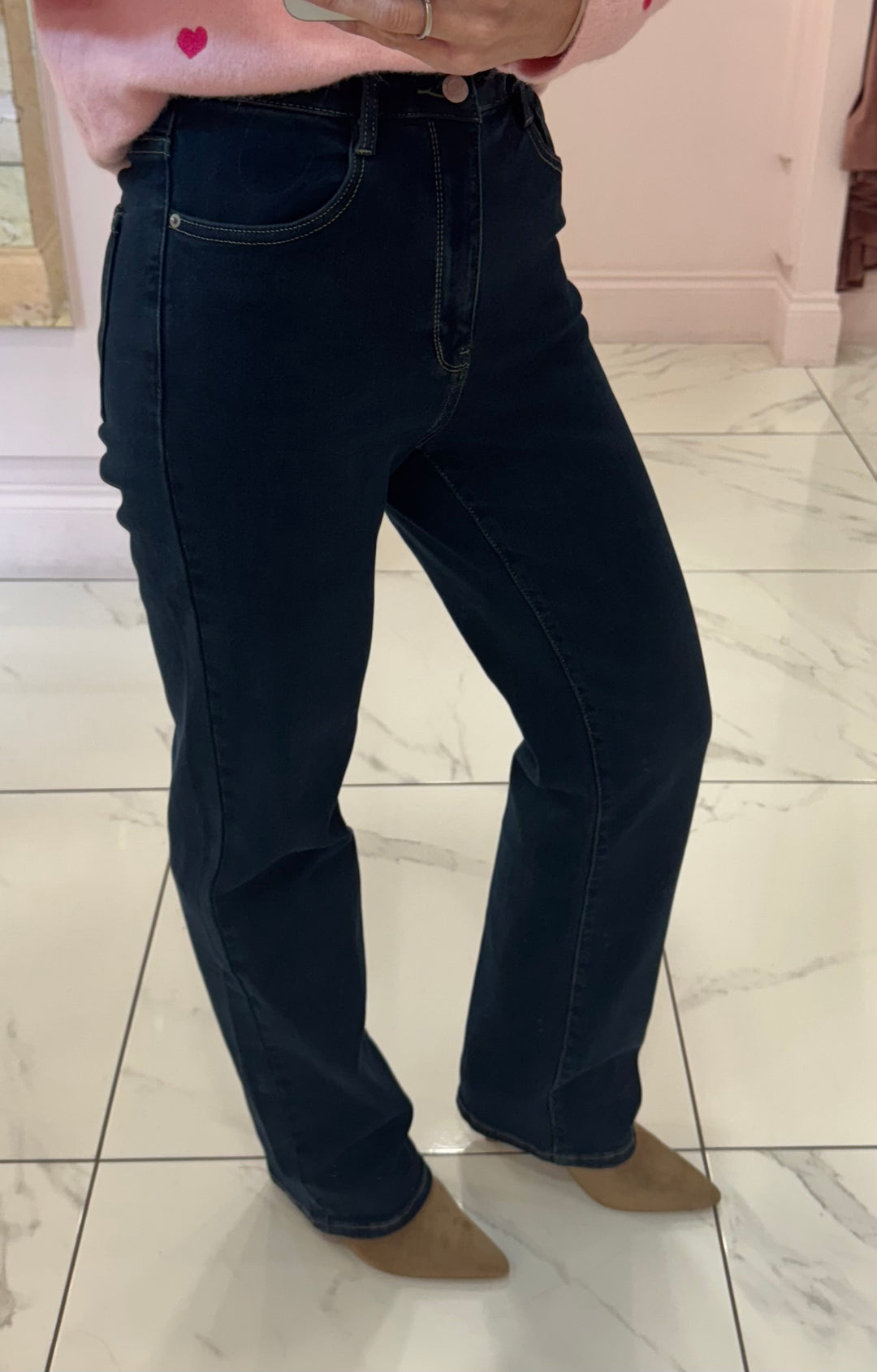 Odette Dark Denim Straight Fit Stretch Jeans