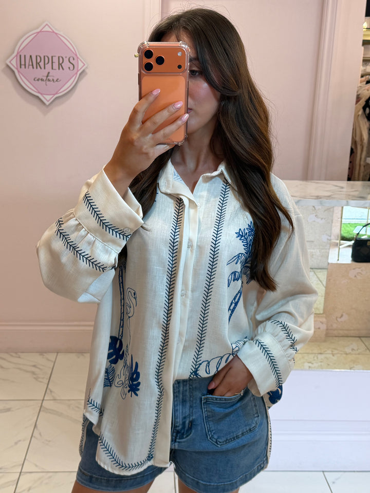 Palma Print Detail Shirt/Blouse