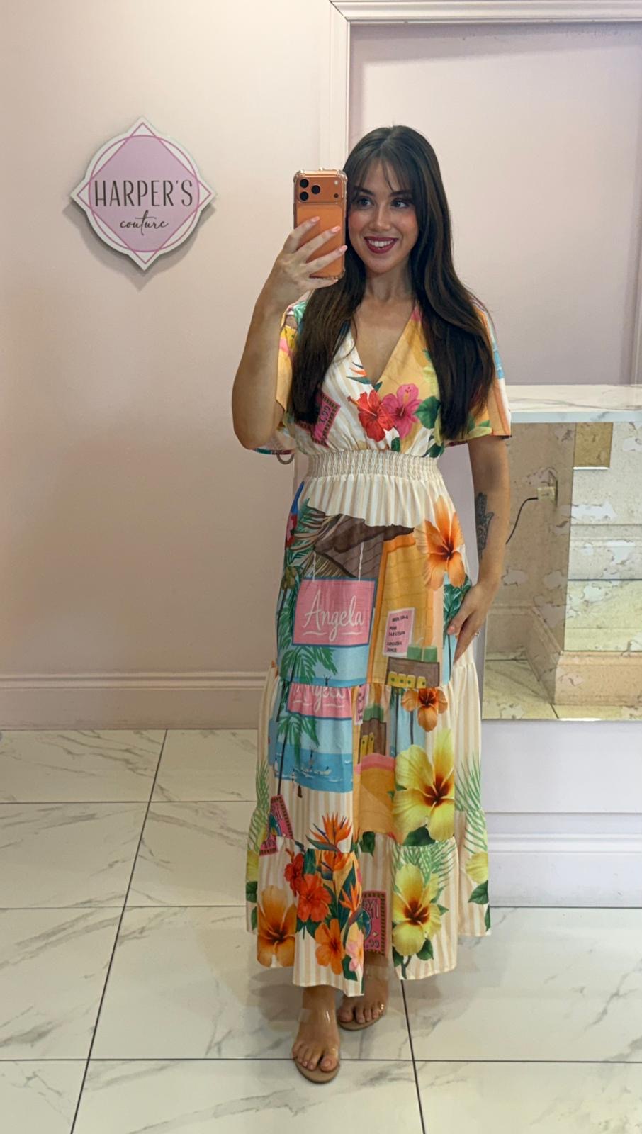 Sofia Vibrant Print Summer Maxi Dress