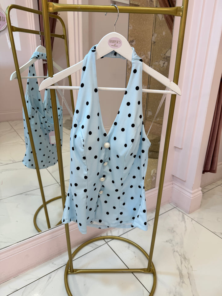 Ester Polka Dot Halterneck Top